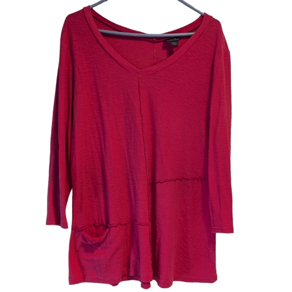 Nomadic Traders NTCO Tunic Top Women's size M Hot Pink 3/4 sleeves Lagenlook
